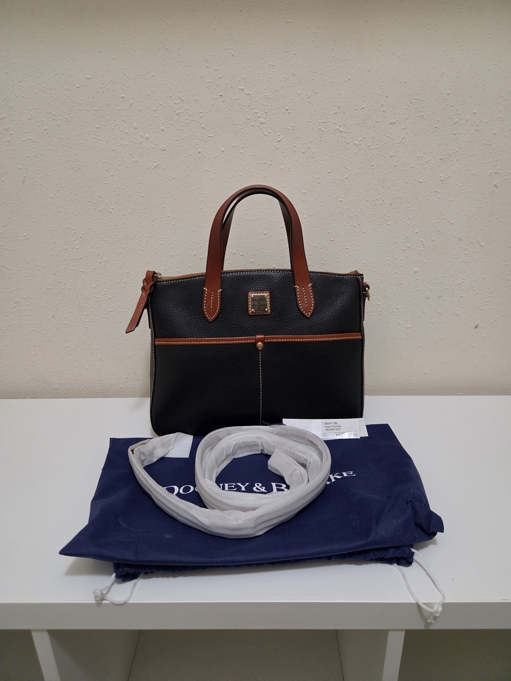 Dooney & Bourke Black Pebble Leather Bag-Small Daniele